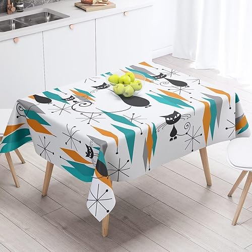 Miniatura 35 de Mantel floral retro de los años 70, decoración de fiesta de cumpleaños, mantel de plástico lavable para comedor, cocina, decoración de fiesta de