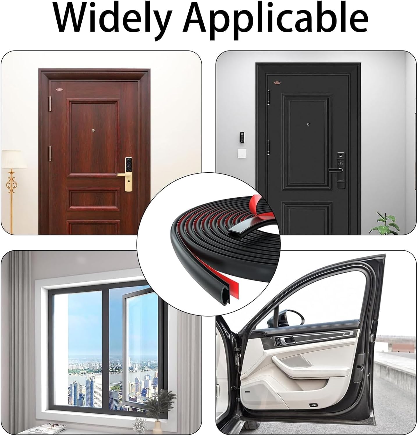 6m Black D-Shape Rubber Weather Stripping Door Seal for Window Frame and Gaps, UPVC Soundproofing Strip for 2.5-5.5mm Gap (Black) - Image 4