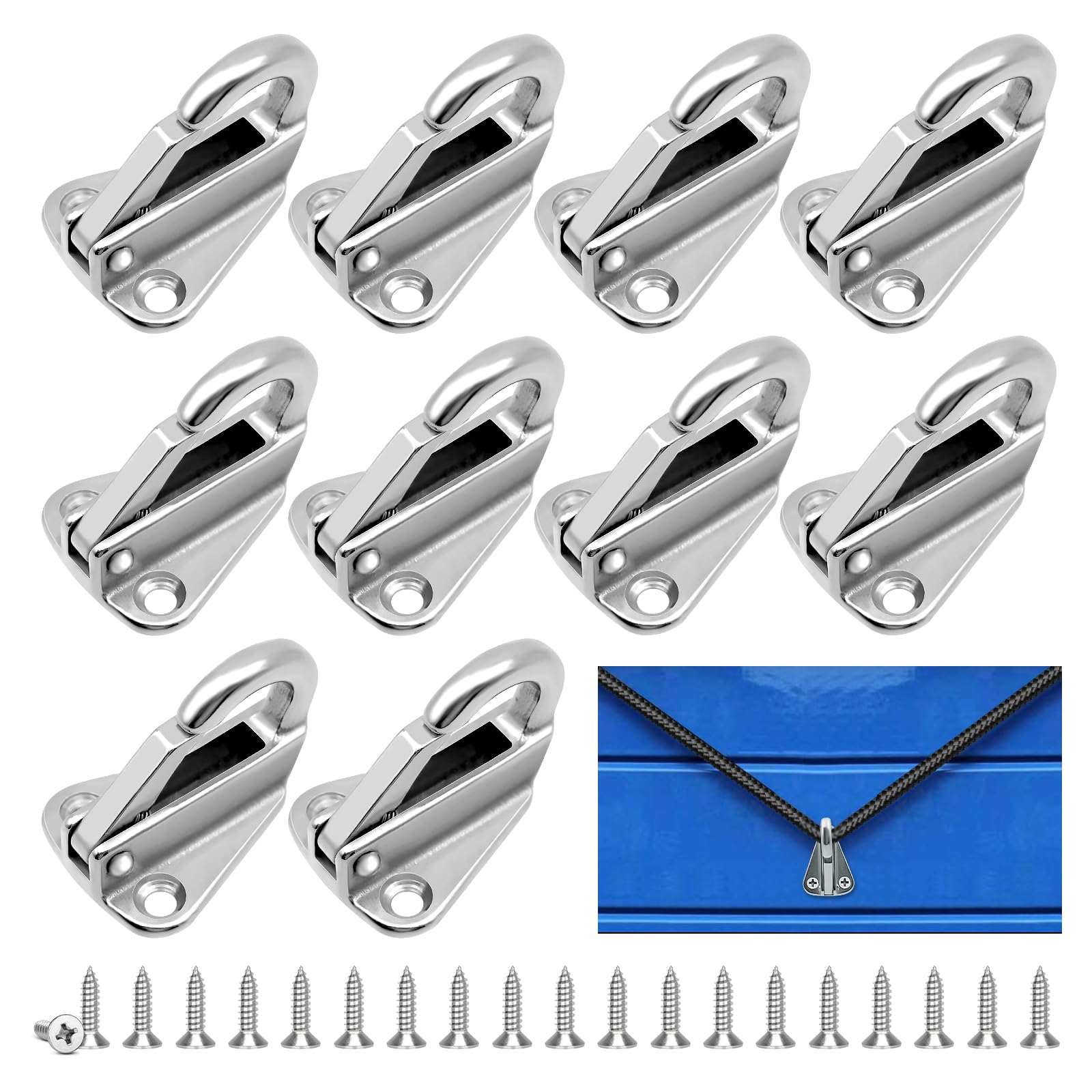 RUNYU 10 STK Planenhaken Anhänger Netzhaken Edelstahl Haken Federhaken Planenbefestigung für Anhänger, Bootshaken, Yachtzubehör, Kleiderhaken
