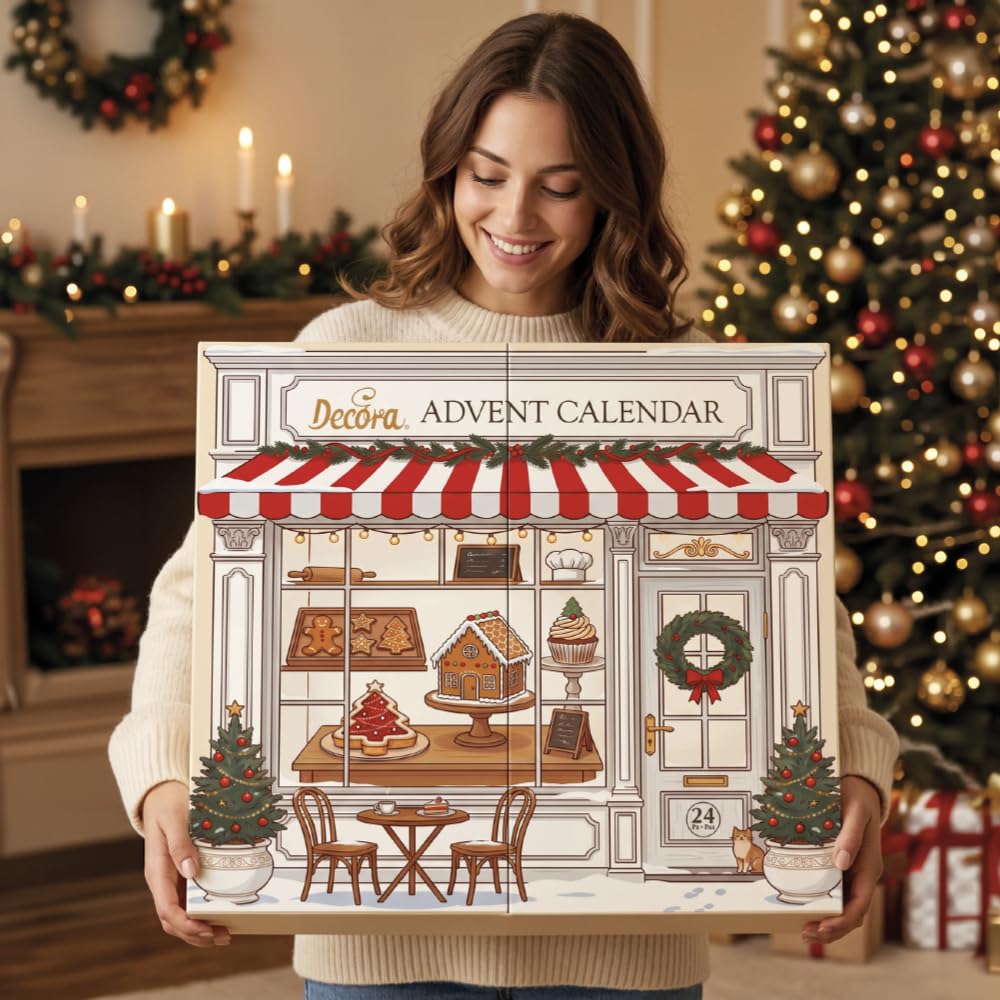 Decora 0388000 Calendario Dell' Avvento - Limited Edition, 24 soprese, per Appassionati di Pasticceria, con Strumenti e Ingredienti per Decorare e Realizzare Dolci, Idea Regalo di Natale