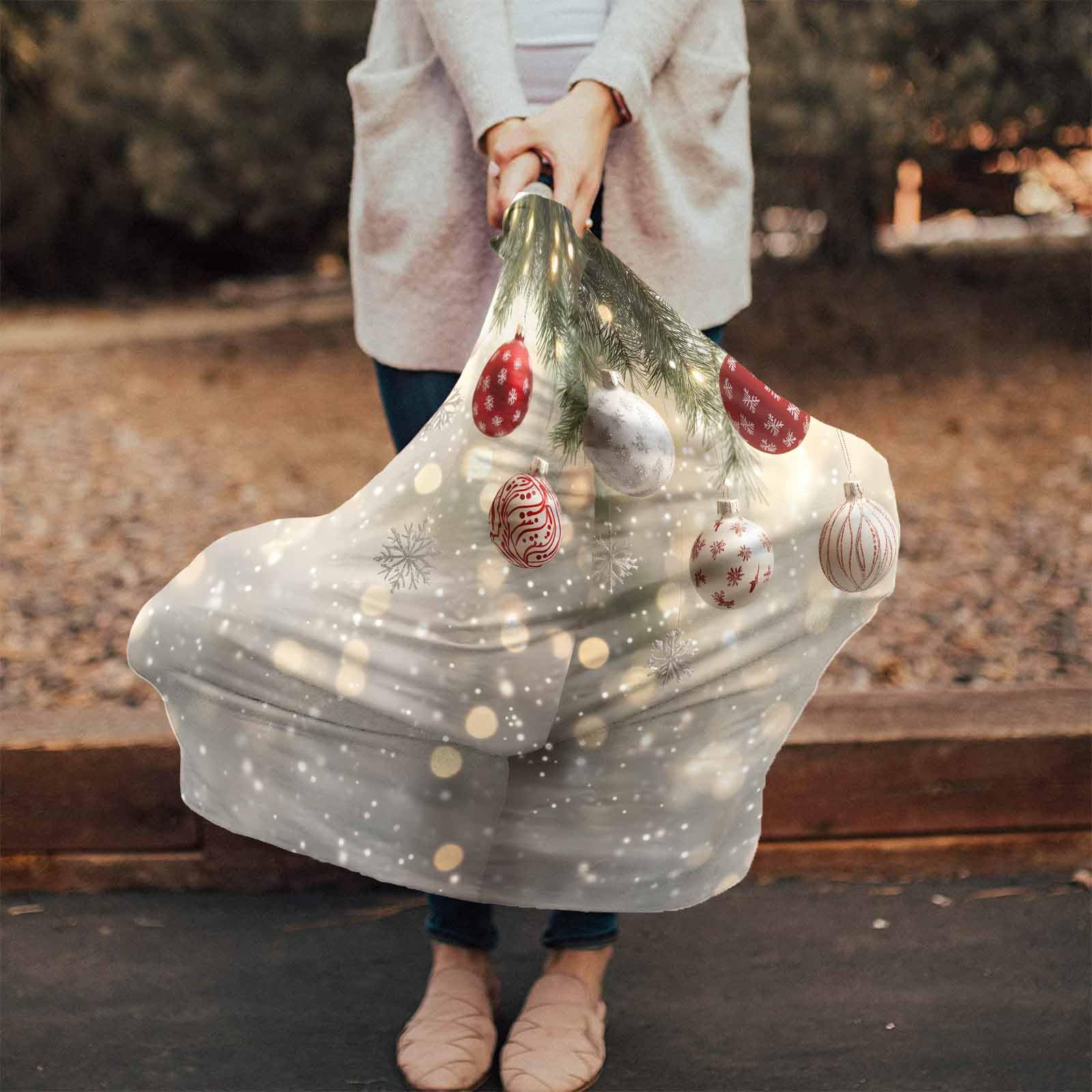 Nursing Cover for Breastfeeding Scarf, Sparkle Christmas Ornament Pine Needles Baby Car Covers Super Soft Multi Use for Canopy Shopping Cart Cover Blanket Stroller Cover