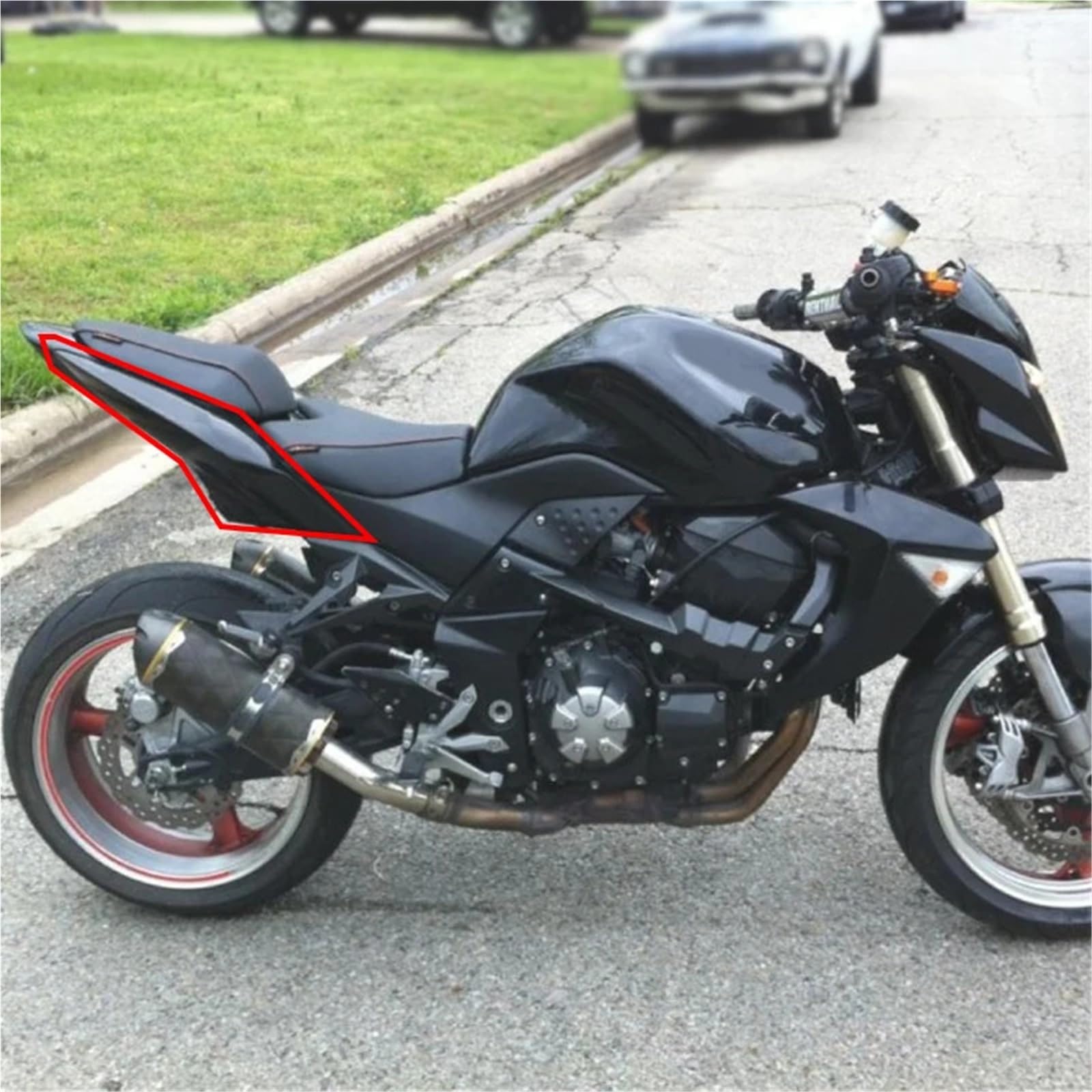 Passend für Kawasaki Z1000 Z 1000 2007-2009 Motorrad Carbon Fiber Hinten Schwanz Seite Abdeckung Körper Panel Luft Schutz Verkleidung Kühlergrillschutz Motorradwasser Retikul