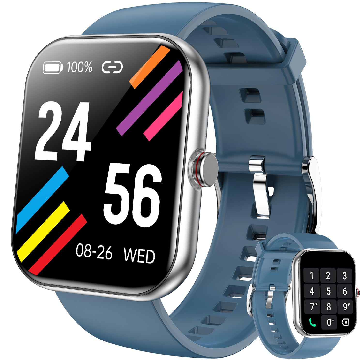 ganopterygon Smart Watch for Men & Women, 1.91" Fitness Tracker with Answer/Make Calls, IP68 Waterproof, 110+ Sports Modes, Heart Rate & Sleep Monitoring, Compatible with Android iOS (Blue)