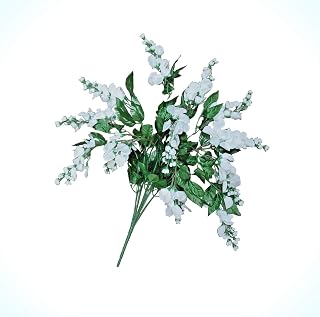 Artificial 12-Stem Artificial White Wisteria 24"Tall Bush Hanging Silk Flower Decor Flowers Bouquet Realistic Flower Arrangements Craft Art Decor Plant for Party Home Wedding Decoration