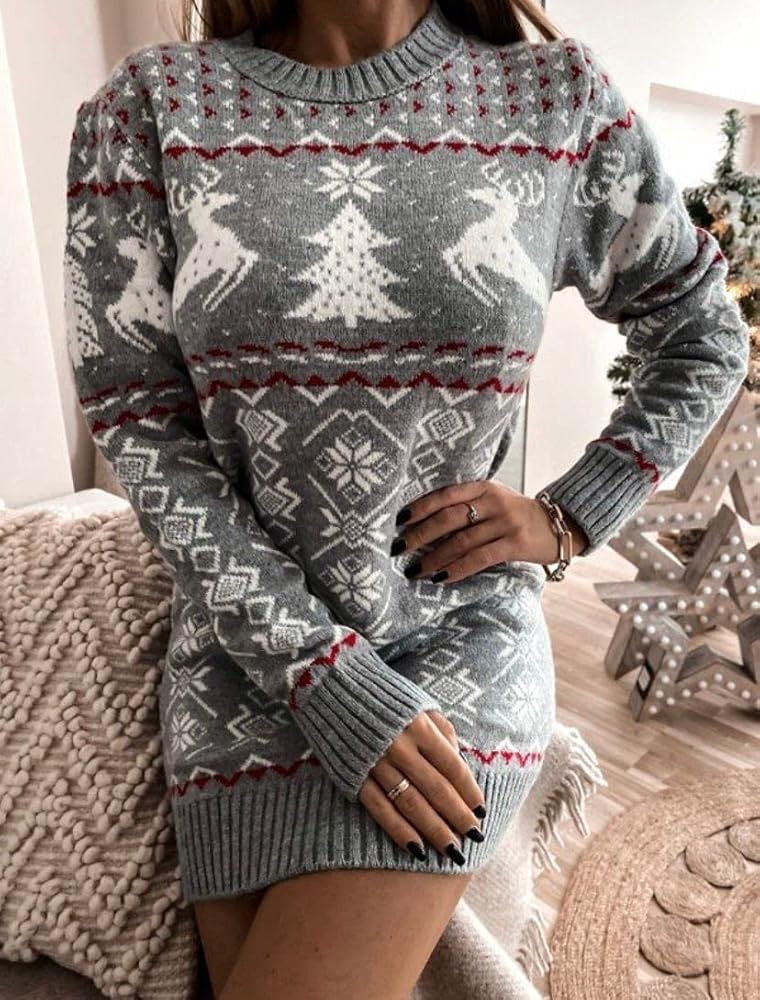 eBoutik,Maglione da donna oversize in lana di Natale,Perfetto per mercatini  di Natale, feste o abbigliamento quotidiano Fashonalble (albero di Natale  grigio) : Amazon.it: Moda