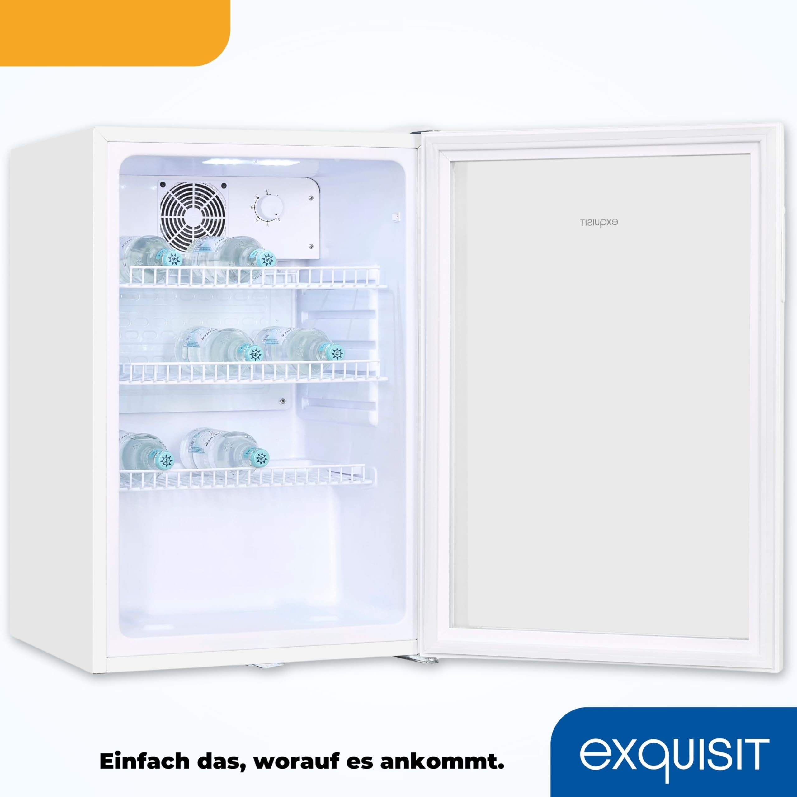 Exquisit Glastürkühlschrank GKS120-GT-160C weiss 118 L Türschloss Standgerät
