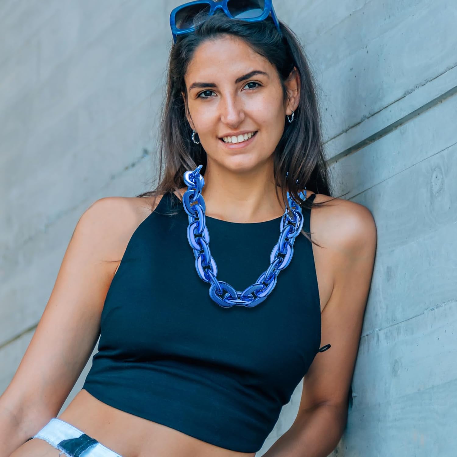 Remuuly Plastic Chain Necklace Chunky Big Fake Necklace Hip Hop Rapper Giant Turnover Chain Costume for Halloween - Image 6