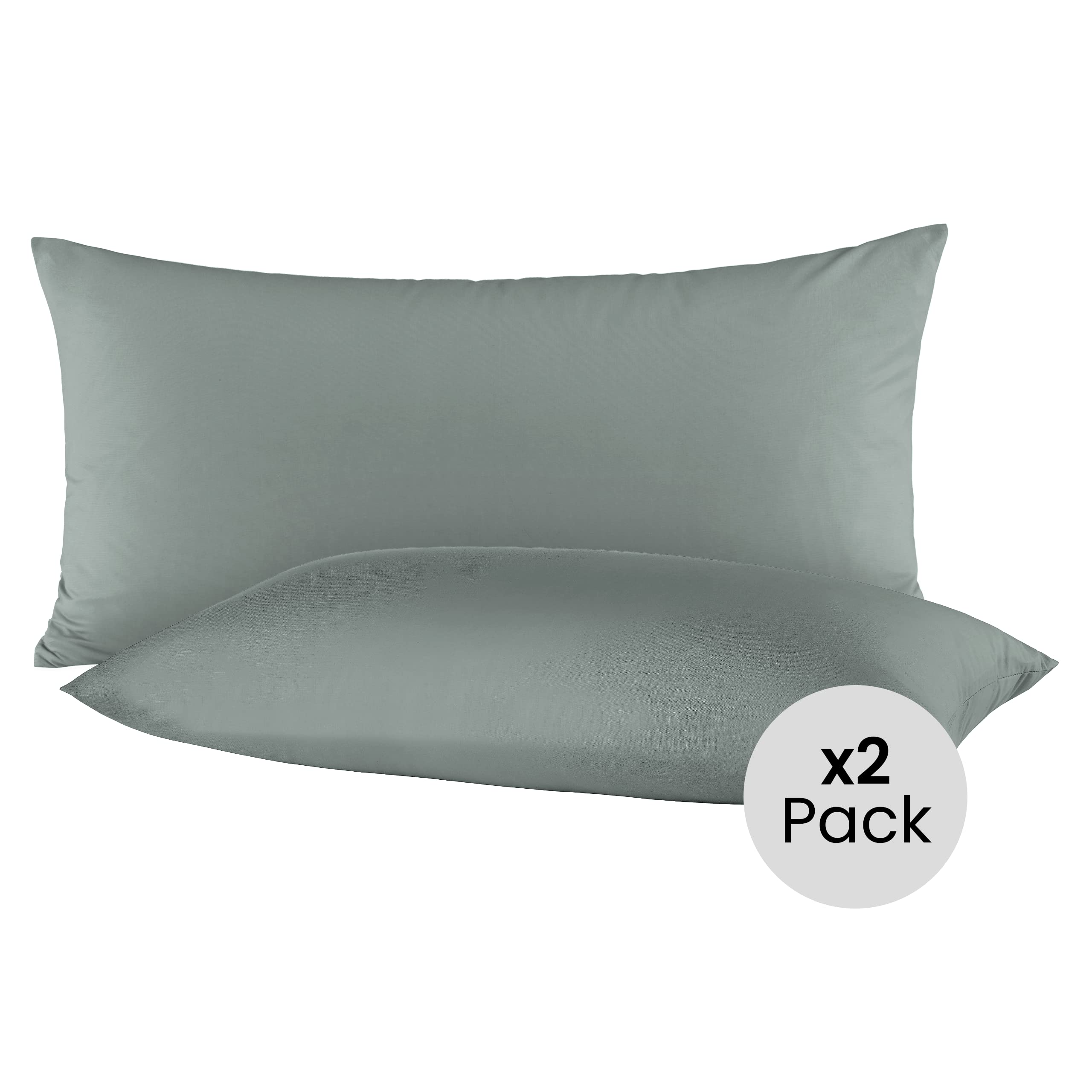 Lot de 2 taies d'oreiller en coton renforcé - 40 x 80 cm - 13 couleurs modernes, 100 % coton, anthracite, 40 x 80 cm