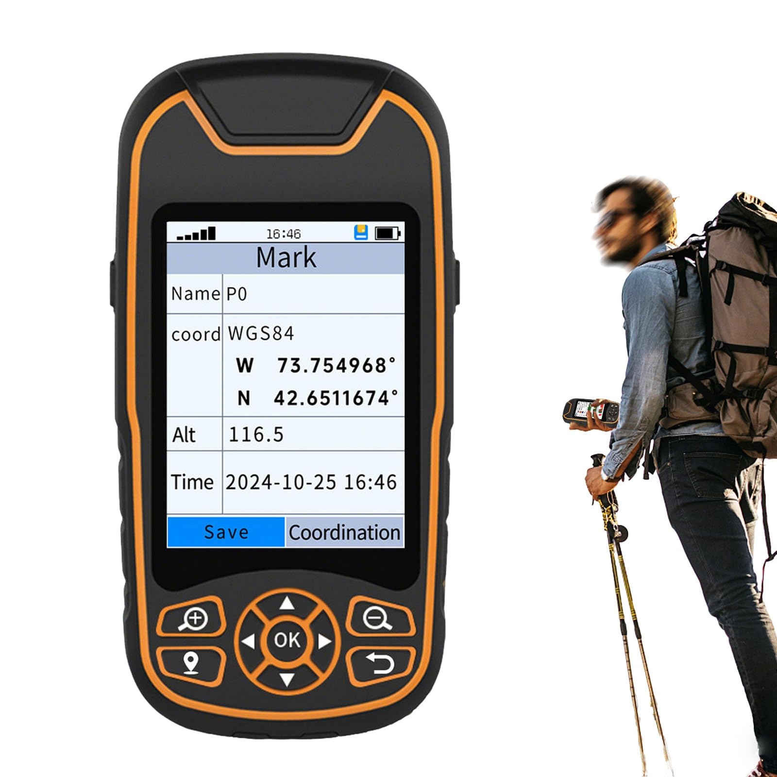 Localizador GPS de mano para adquisición de coordenadas, medidor de tierra portátil con 9 modos, pantalla de 3.2 pulgadas, memoria de 16 GB para levantamiento de tierras y uso en exteriores