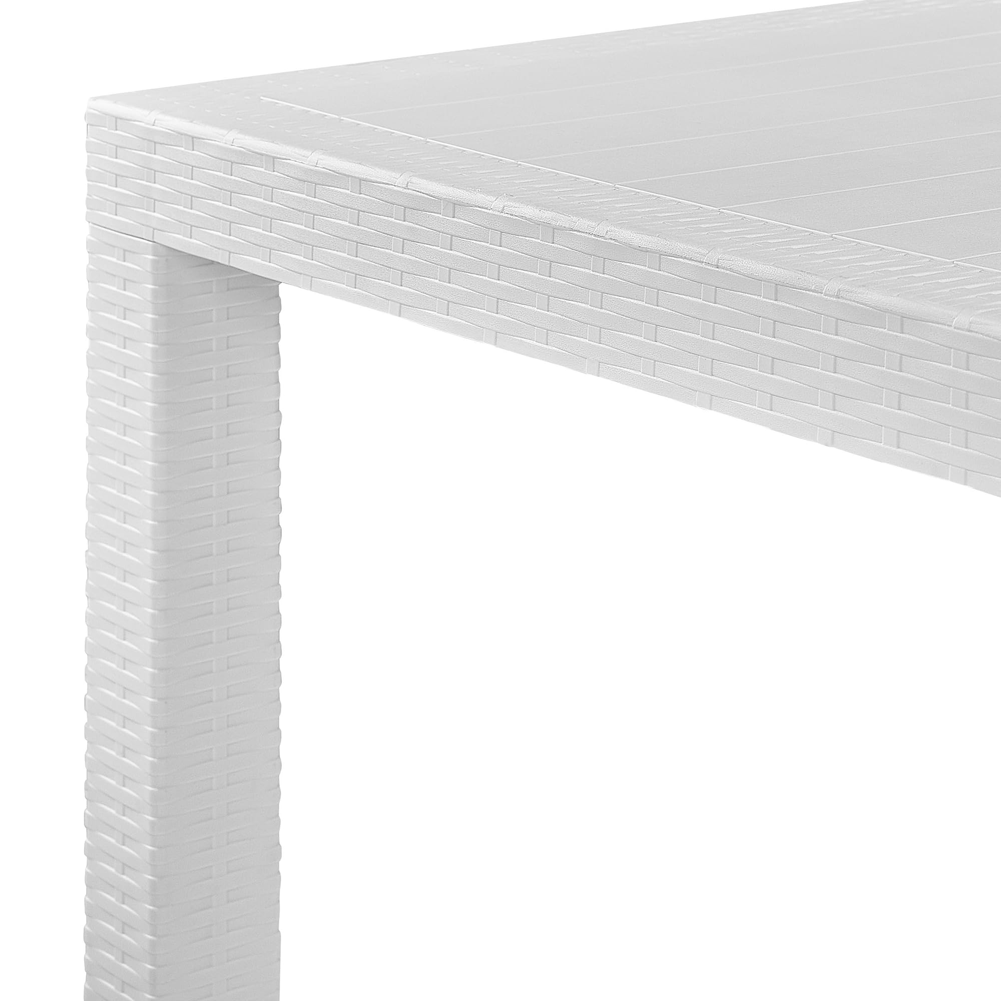 Beliani Table d'Extérieur Carrée 80 x 80 cm Blanche Effet Rotin pour Jardin ou Terrasse