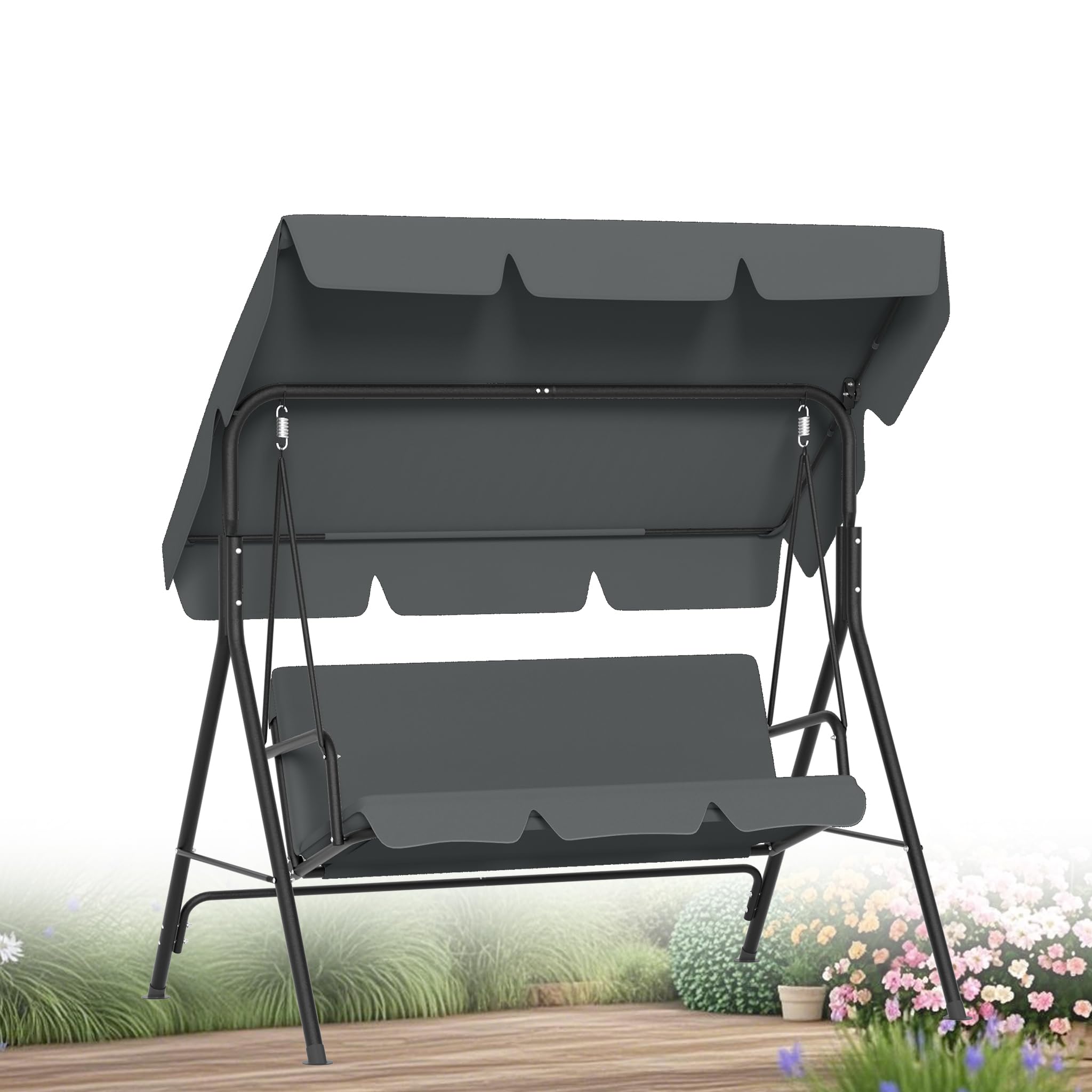 XMTECH Hollywoodschaukel 3-Sitzer Gartenschaukel mit Sonnendach 175cm Grau