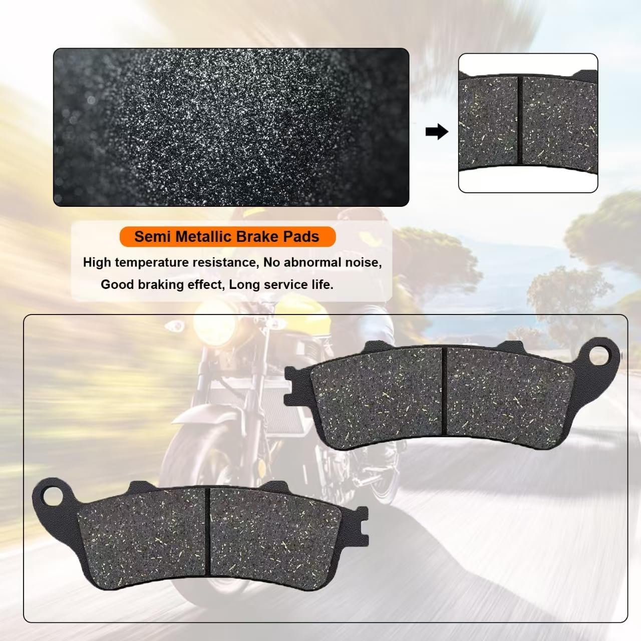 VTX 1800 Brake Pads Front and Rear for Honda VTX 1800 2002-2013 Goldwing 1800 GL1800 CBR 1100 XX Blackbird VFR800 F Interceptor 800 ST1300 ST1100 Varadero XL 1000 NRX 1800 Rune