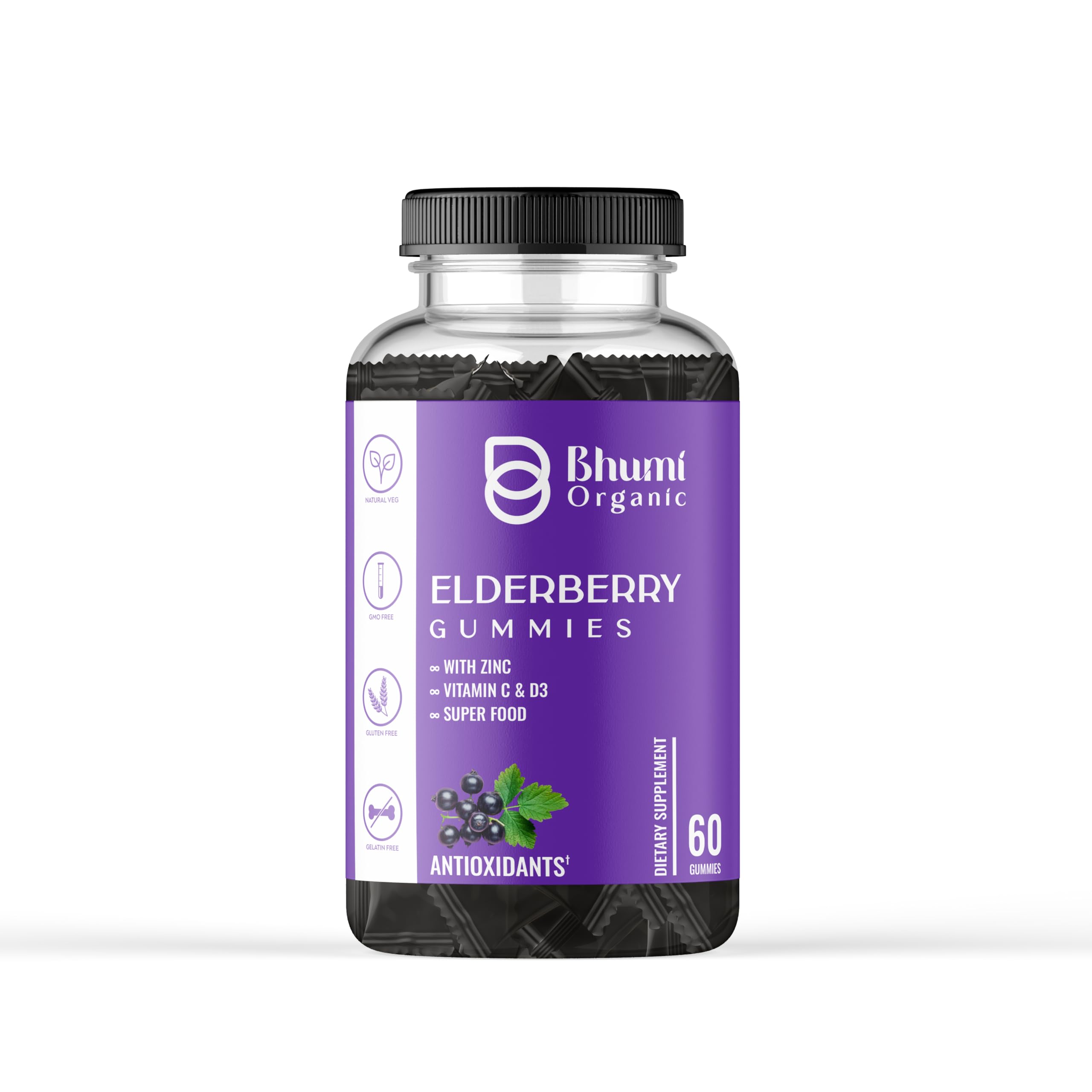 [BRSREHTROEIAIFDZ] Elderberry Gummies, 60 Count, Berry Flavored
