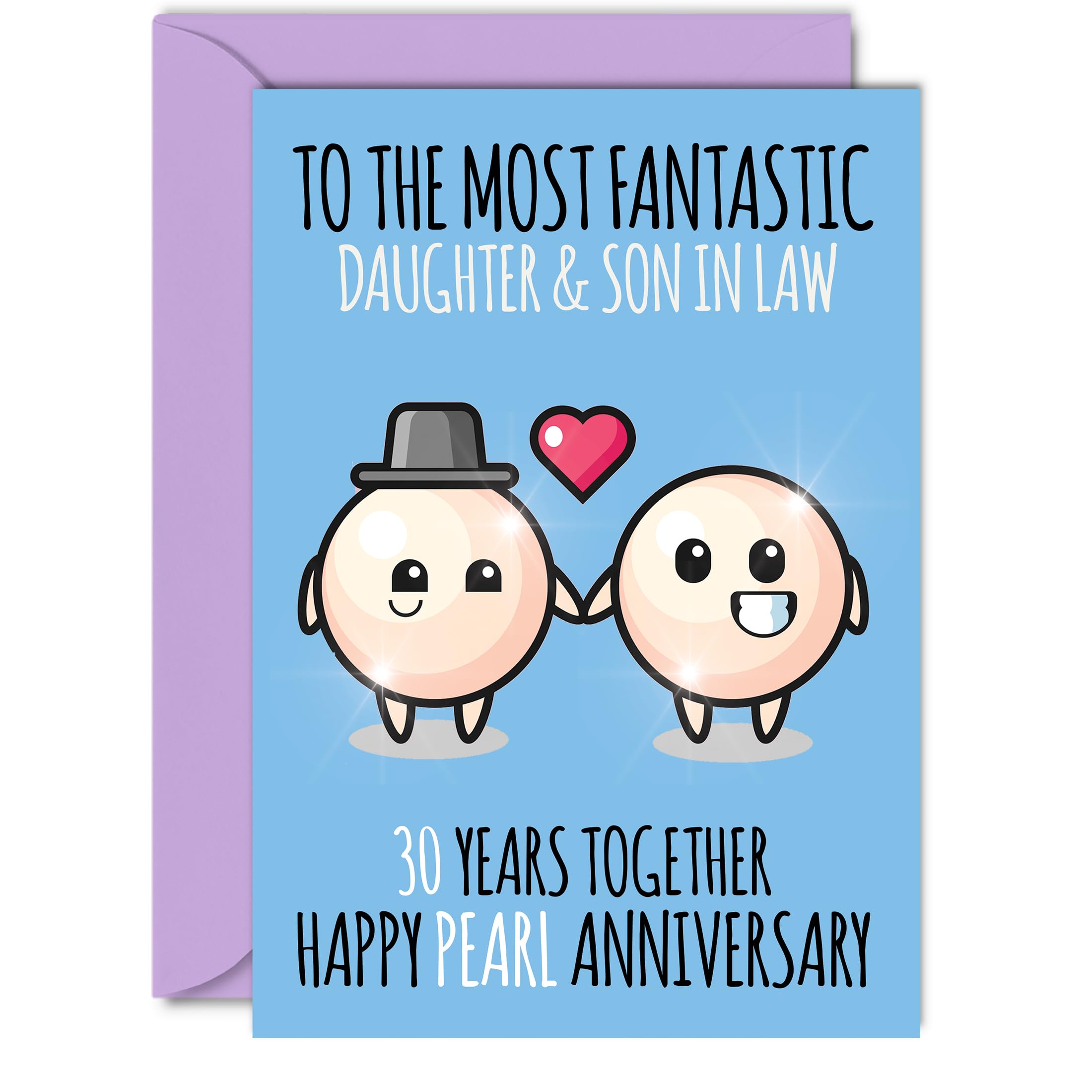 Cute Pearl Anniversary Card for Daughter & Son In Law - 30 Years Together - Happy 30th Wedding Anniversary Cards for Son In Law Daughter, A5 Greeting Cards Anniversaries
