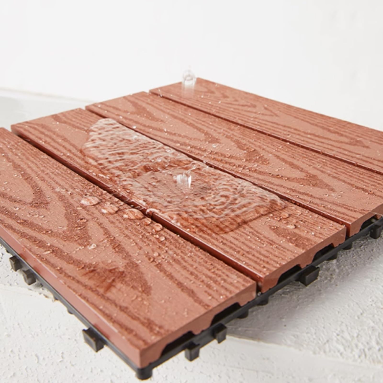 Modern Kunststoffholz Badvorleger rutschfest, 30x30 cm, Duschmatte Badvorleger Aus Holz, Spa, Sauna(8 pcs)