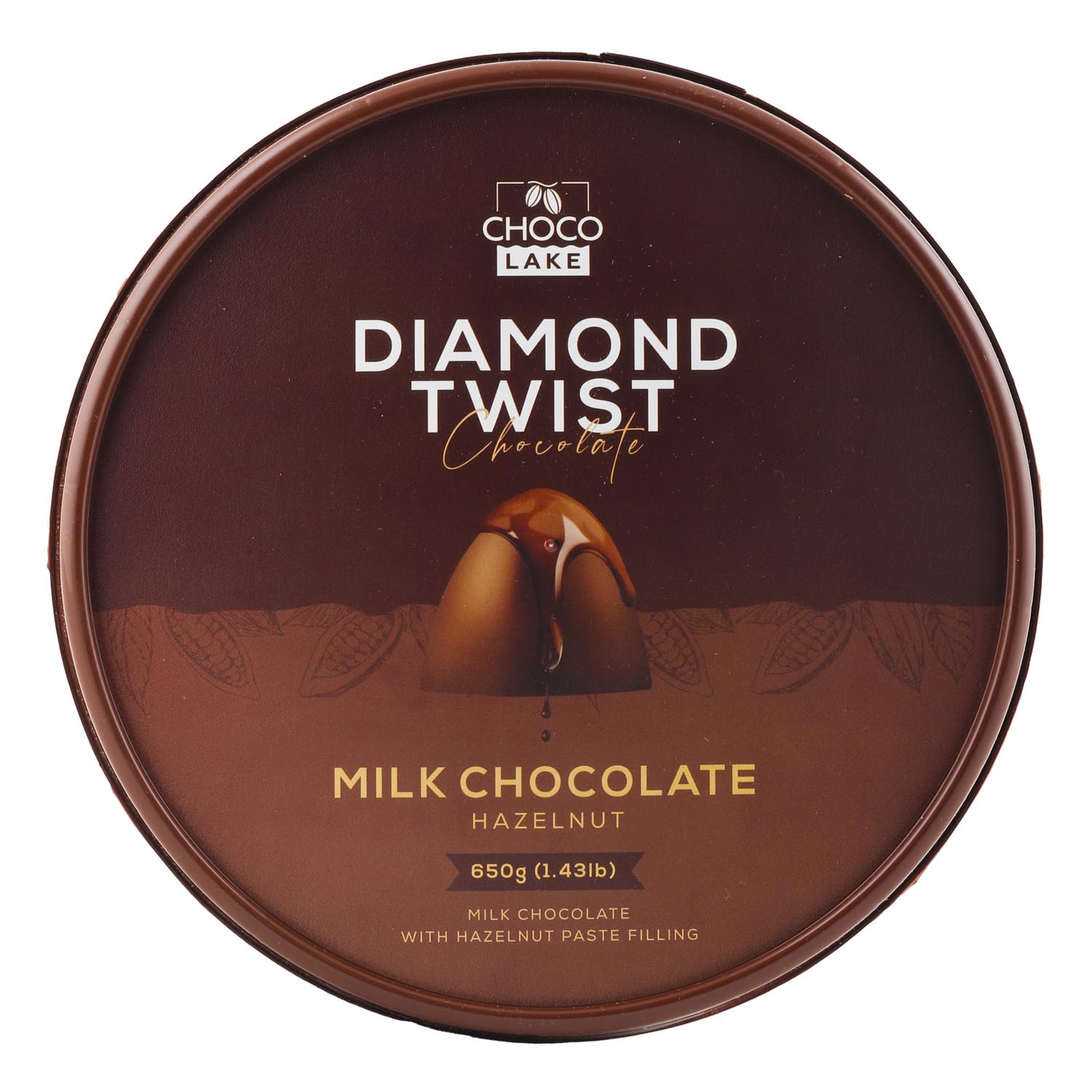 Choco Lake Diamond Twist Hazelnut Milk Chocolate Tub 650 g