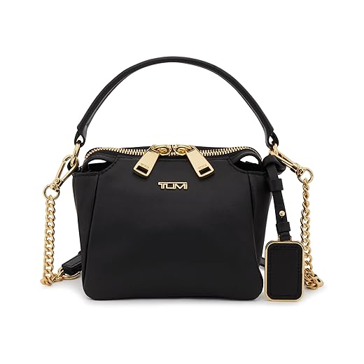 TUMI Voyageur Belle Micro Crossbody - Luxe Leather Crossbody for Women - Purse Crossbody - Black Leather & Gold Hardware