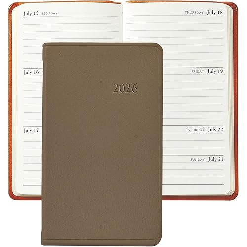 Graphic Image 2026 5" Pocket Datebook Planner Traditional Leather (Taupe)