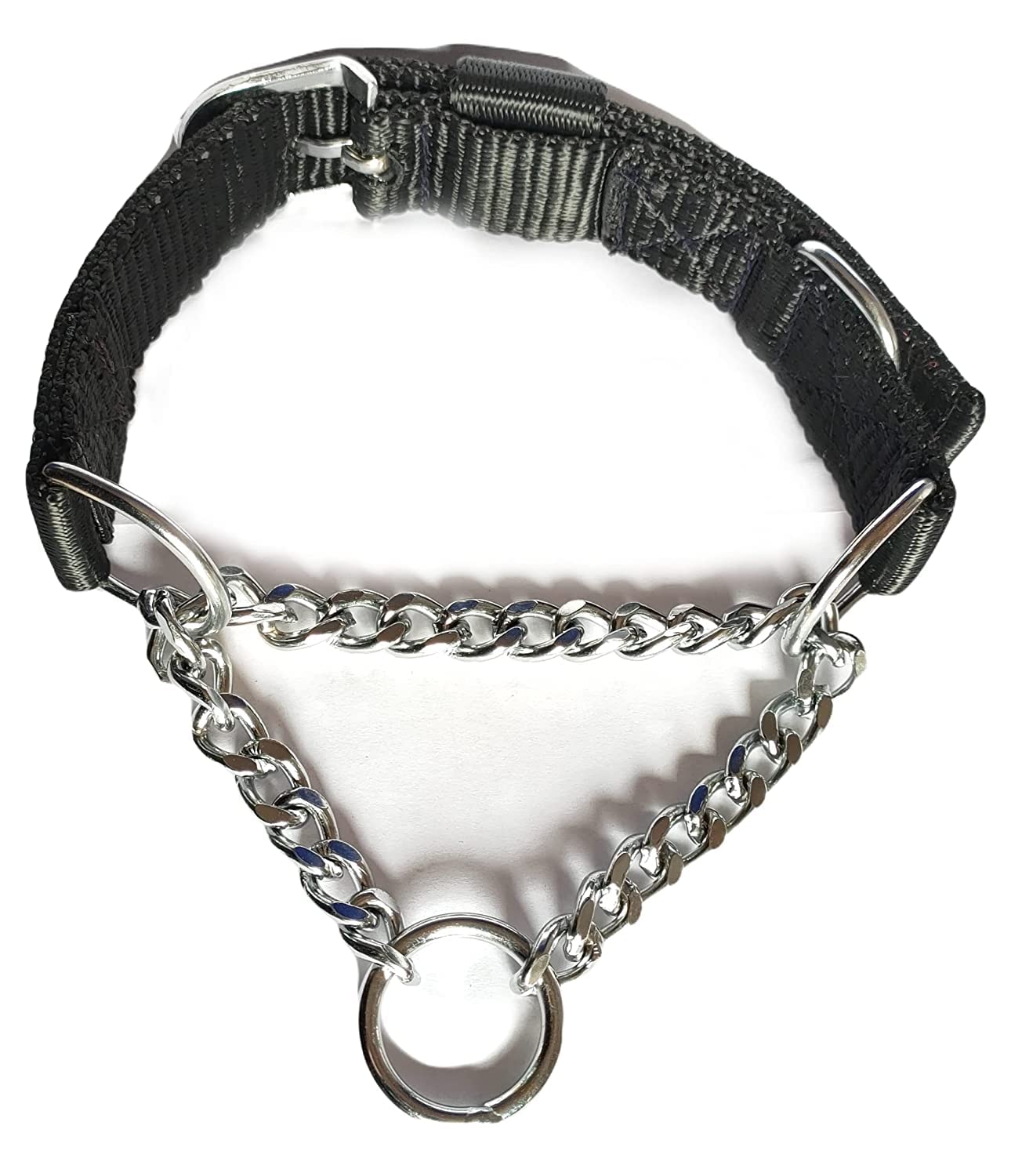 Pups&Pets Heavy Weighted Durable Dog Choke Collar Pet Nylon Half Chain Collar Half Choker Stainless Steel Dogs Collars Size - 1.25 inch X-Large for Giant and Large Breed Dog (Black) (B09QJT88FP) Amazon Price History, Amazon Price Tracker