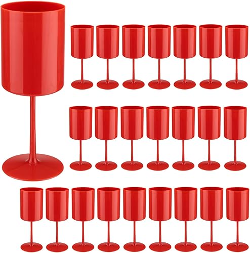 Miniatura 7 de Paquete de 24 copas de vino de plástico de 10 onzas, grandes y reutilizables, copas de champán vintage con tallo, vasos acrílicos inastillables para
