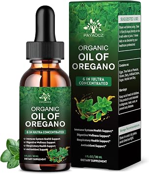 1 Pack Organic Oil of Oregano Liquid Drops Supplement with Thyme, Turmeric, Aceite de Oregano, Cleanse, Detox, Digestive & Immune Support, 1 Fl Oz