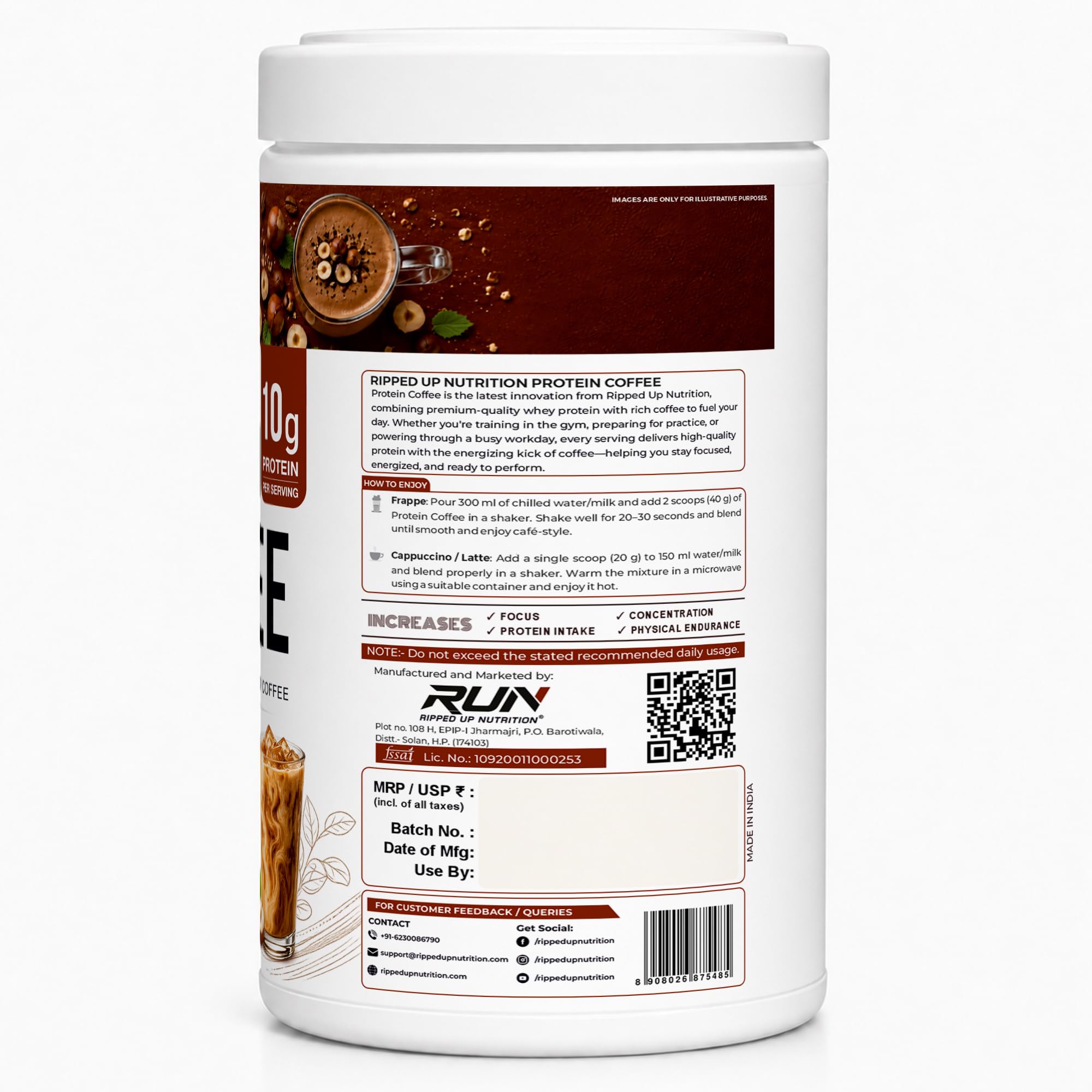 Ripped Up Nutrition Protein Coffee 500g | Over 10g Protein per Serving | Whey Protein Instant Drink | Low Fat & Low Carb | For Men & Women (Hazelnut) — Amazon image 6