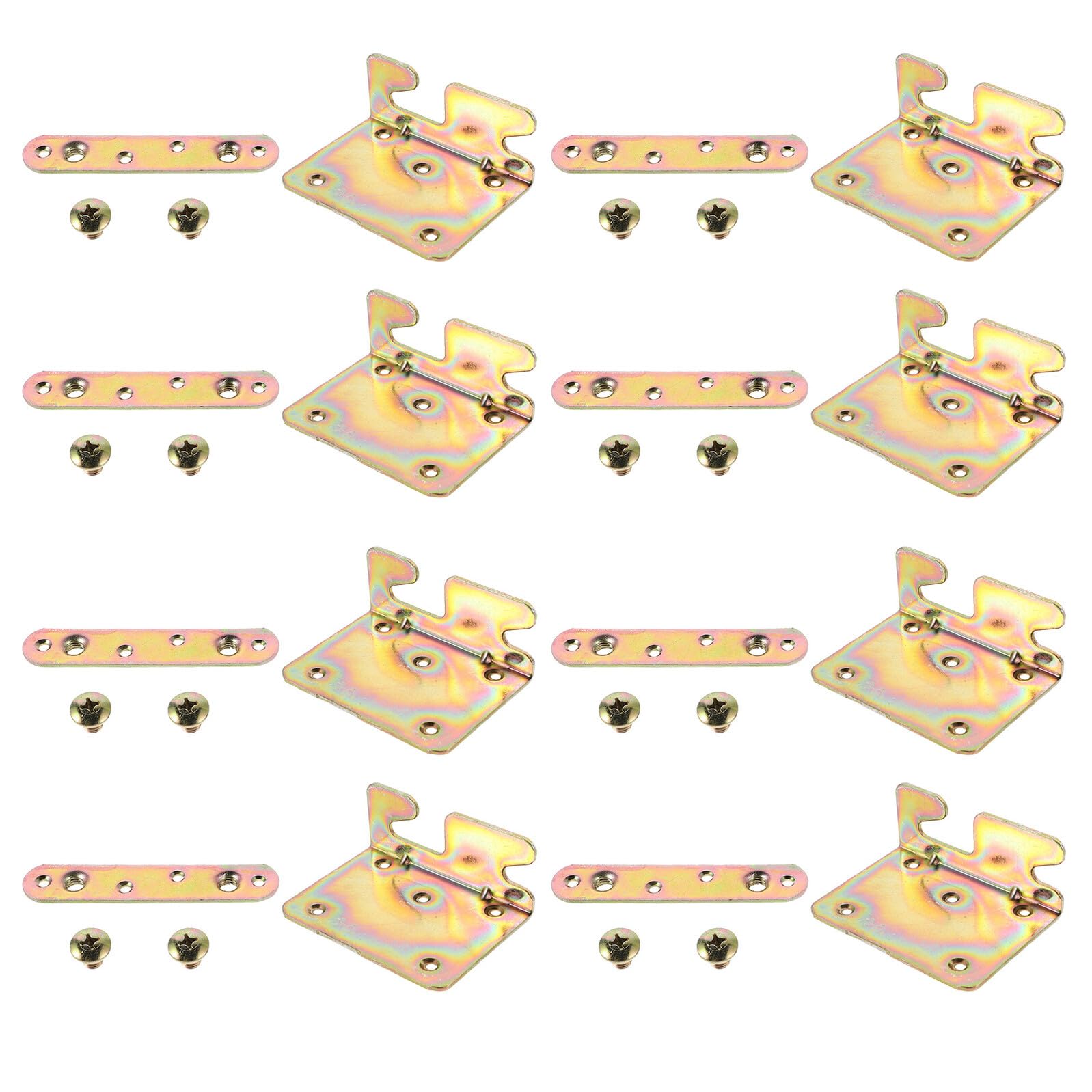 8 Set Staffe per Sponde Letto con Viti in Metallo 2.0mm Spessore Ferramenta per Mobili Accessori per Struttura Letto Silenziosi e Resistenti