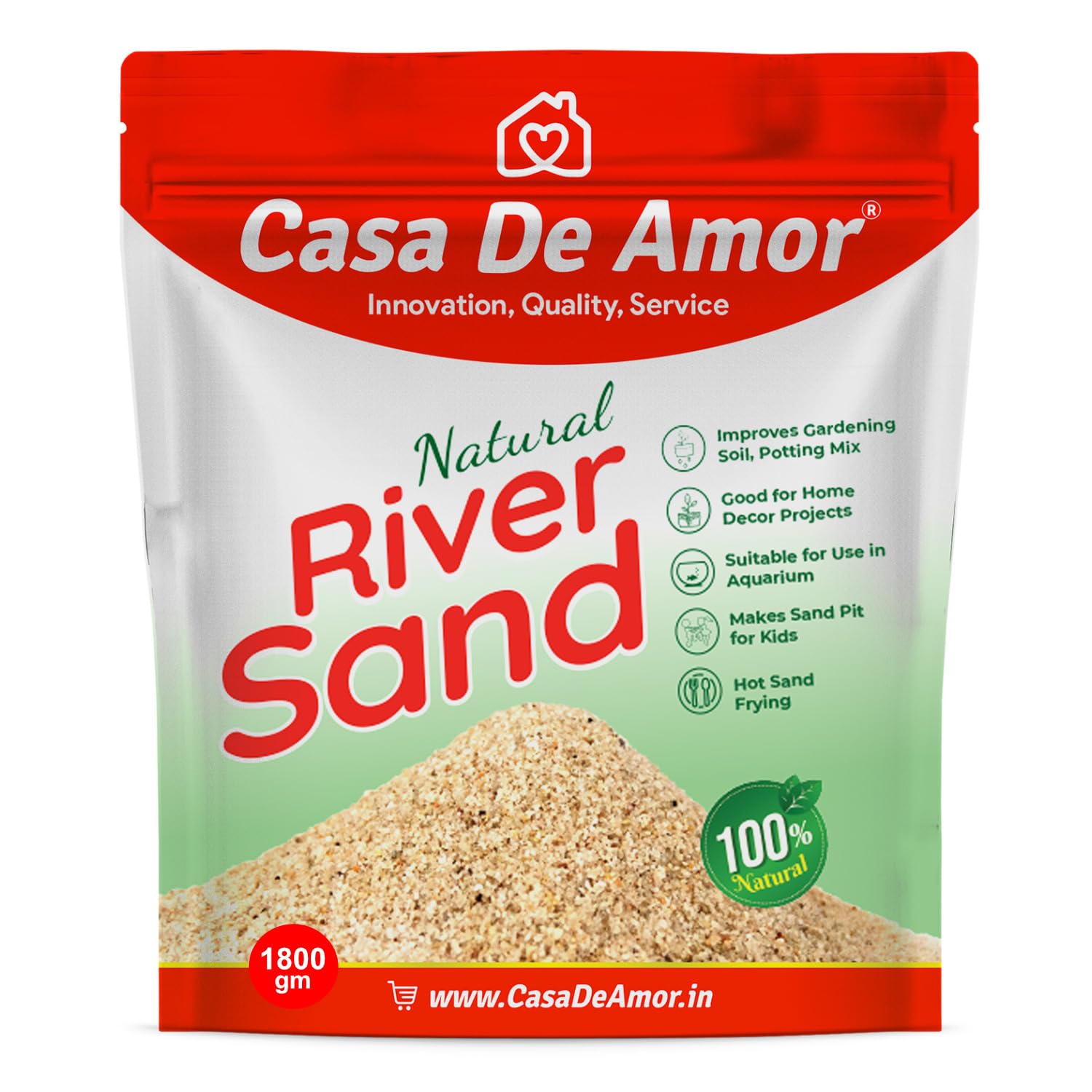 Casa De Amor Natural River Sand | Aquarium Sand Substrate | Pure Organic Plants Soil Mix Additive Adenium Cactus Succulent Bonsai | Use in Havan Pujan | Home Decor | Crafts (1800 gm)