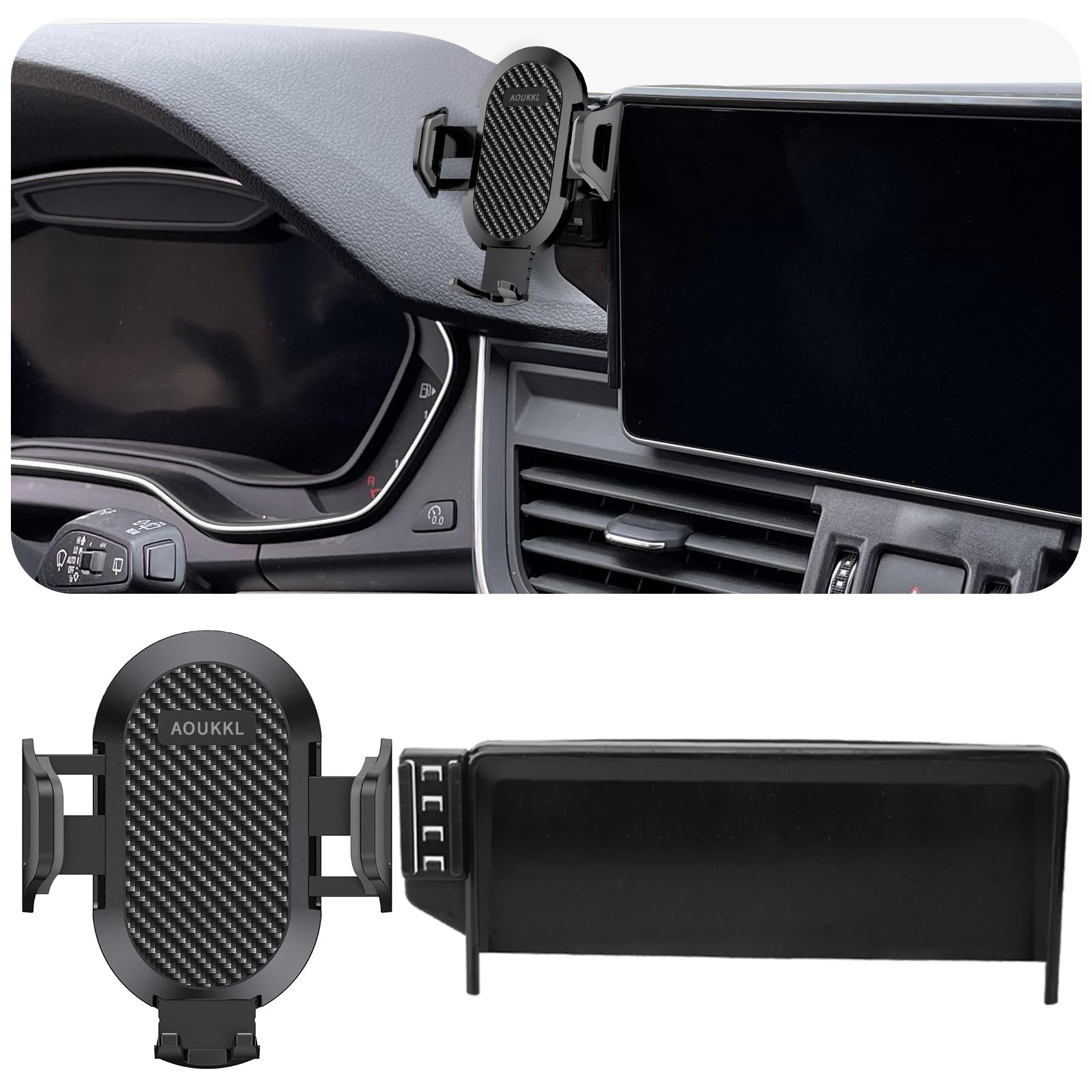 AOUKKL Car Phone Holder with Glasses Case Fits for Audi A4 2017-2019/Q5 2018-2020 Accessories(Only fit for 8.3-Inch Screen),Thick Cases Friendly,Cell