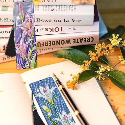 Miniatura 3 de Kit de marcapáginas de arte de diamantes, 2 marcapáginas acrílico con borla, adecuado para amantes del arte de diamantes de imitación y amantes de