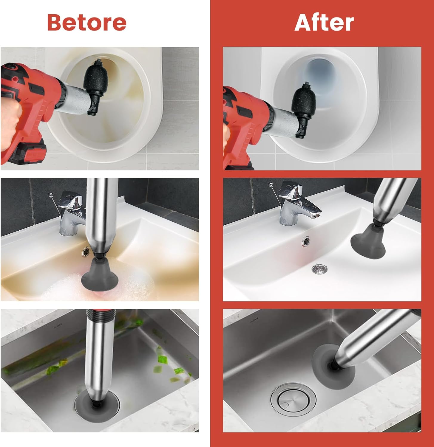 Electric Toilet Plunger - Heavy Duty High Pressure Air Drain Cleaner Tool, Plungers for Bathroom，Kitchen and Toilet ，Drain Clog Remover Tool- Easy to Use with Exceptional Results