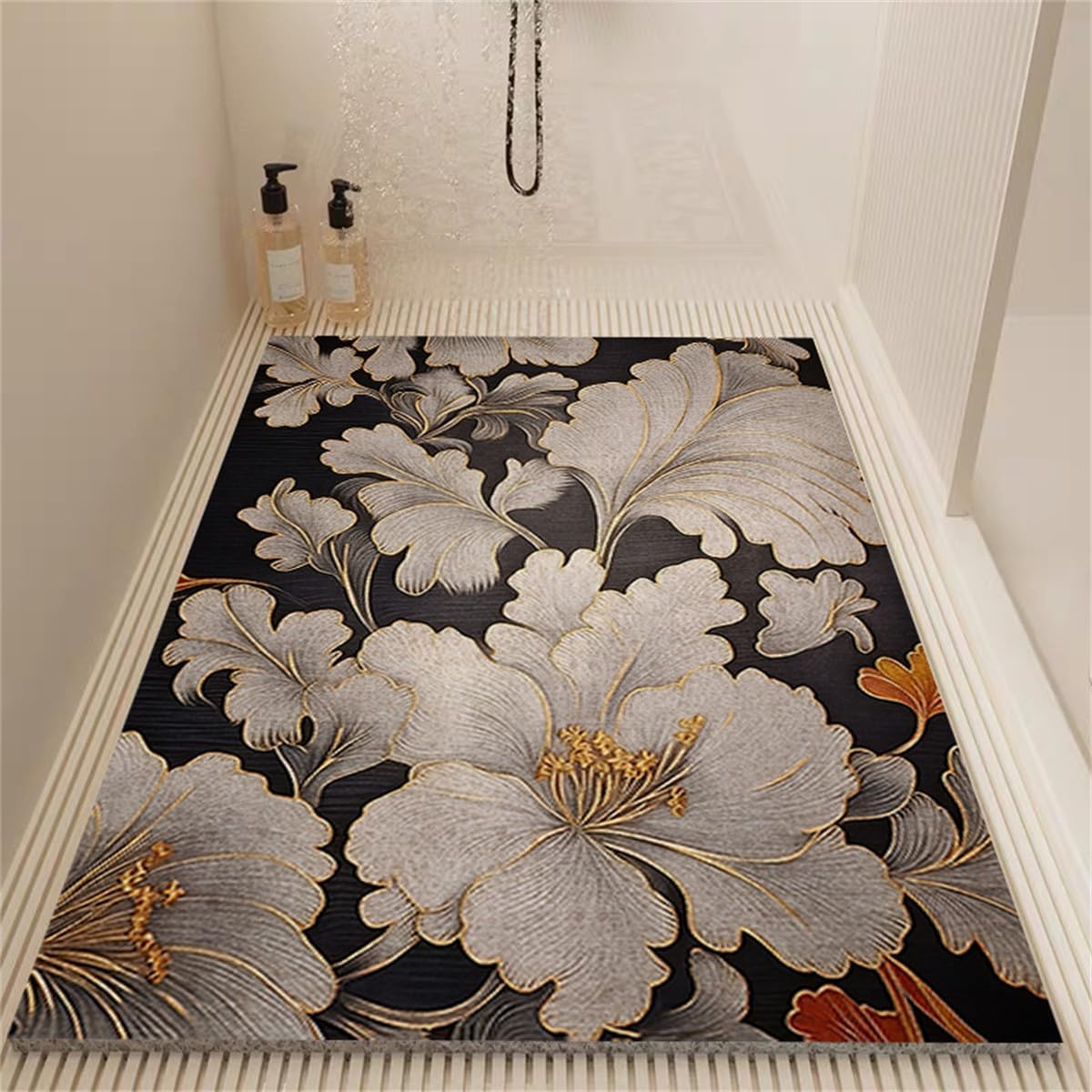 di Alta Gamma Tappetino Floreale – Elegante(Black,80x120cm)