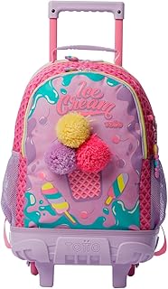 Mochila Escolar con Ruedas, Modelo Ice Pop, 2 Compartimentos, 2 Bolsillos Botella, Protección en la Base, Cómodas Correas Ajustables, Color Rosa
