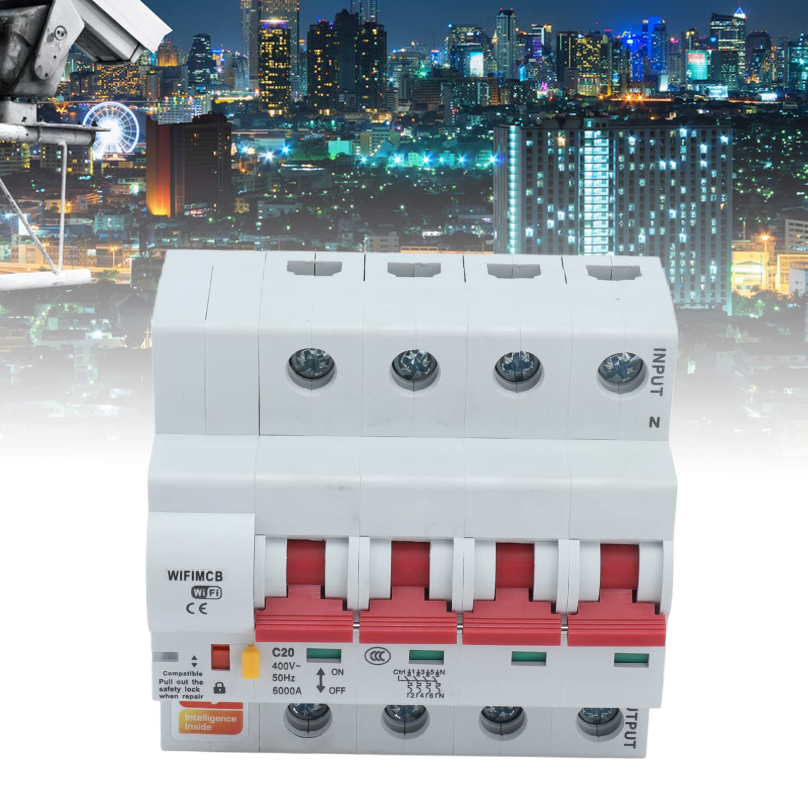 Fafeicy Leistungsschalter, 4-polig, 20A, 400V, WLAN