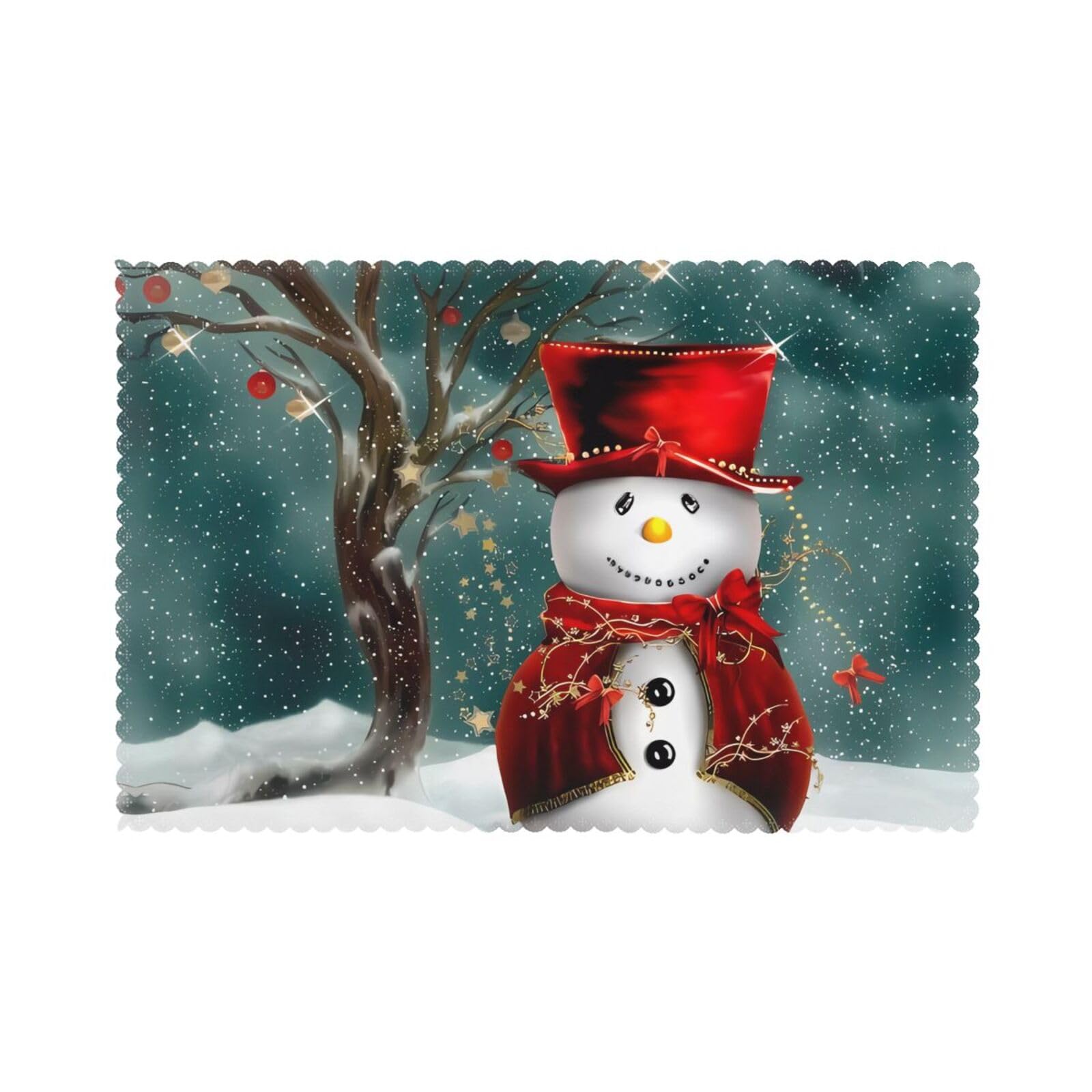 WHJSHOP Snowman Prints Placemats Set of 6 12x18in - Heat Resistant Table Layers for Homes, Hotels & Stylish Dining