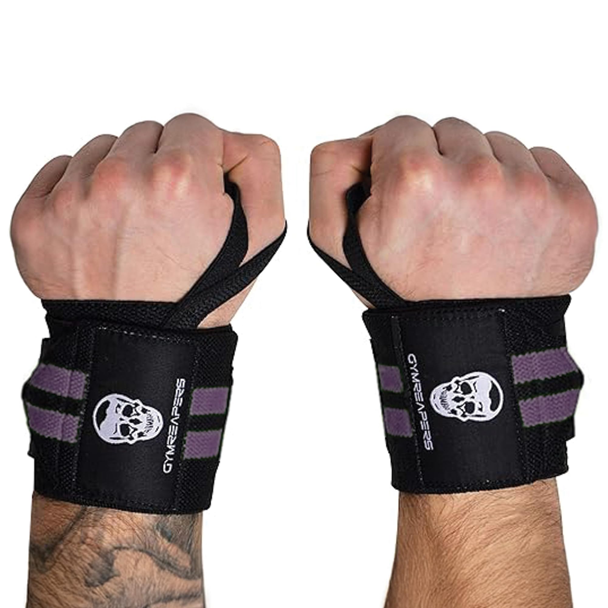 Gymreapers Weightlifting Wrist Wraps (IPF Approved) 18" Professional Quality Wrist Support with Heavy Duty Thumb Loop - Best Wrap for Powerlifting Competition, Strength Training, Bodybuilding (Lilac
