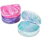Practicon Marble Retainer Cases, Orthodontic Aligner Case, Mouth Guard Holder (3 Pack) Pink Mermaid