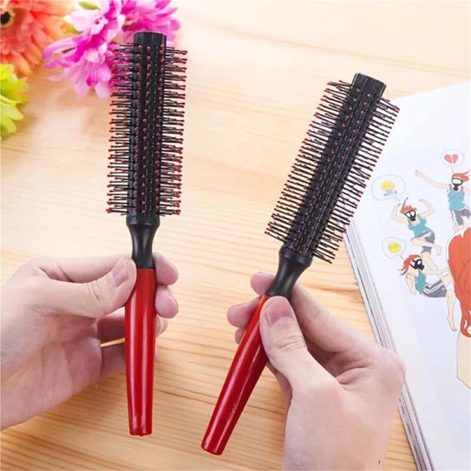 Spazzola Rotonda Spazzola tonda professionale | Ciuffo Rullo Capelli Ricci Pettine Acconciatura Massaggiatore Barbiere Spirale(5PCS)