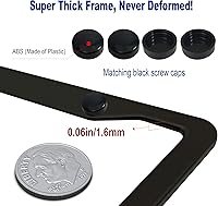 Vista 7 de BGGTMO Matte Black Aluminum License Plate Frames- 2 Pack Heavy Duty Car Tag Cover for Front & Rear, 4 Hole Rust Proof Universal Holder, Mount Screws