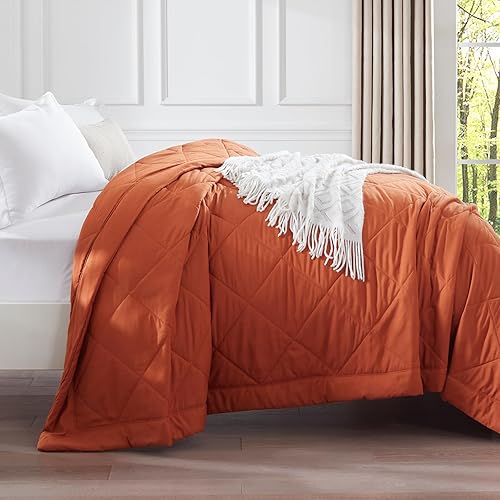 Miniatura 3 de SunStyle Home Edredón King marrón, ligero, reversible, para todas las estaciones, suave y acogedora, manta acolchada de plumón alternativo (108 x 90