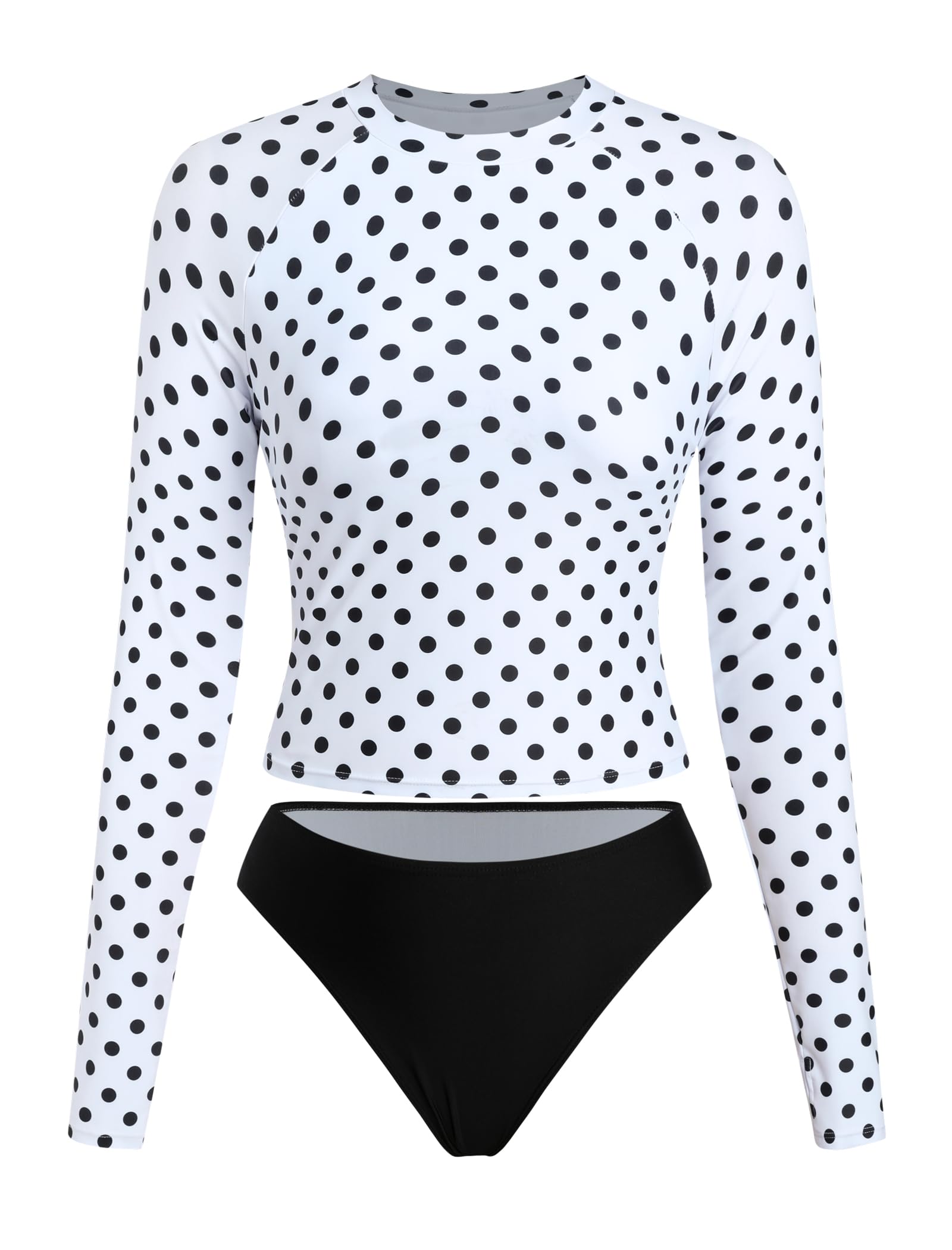 ZAFUL Women Long Sleeve Rash Guard Two Piece Bathing Suit with Briefs