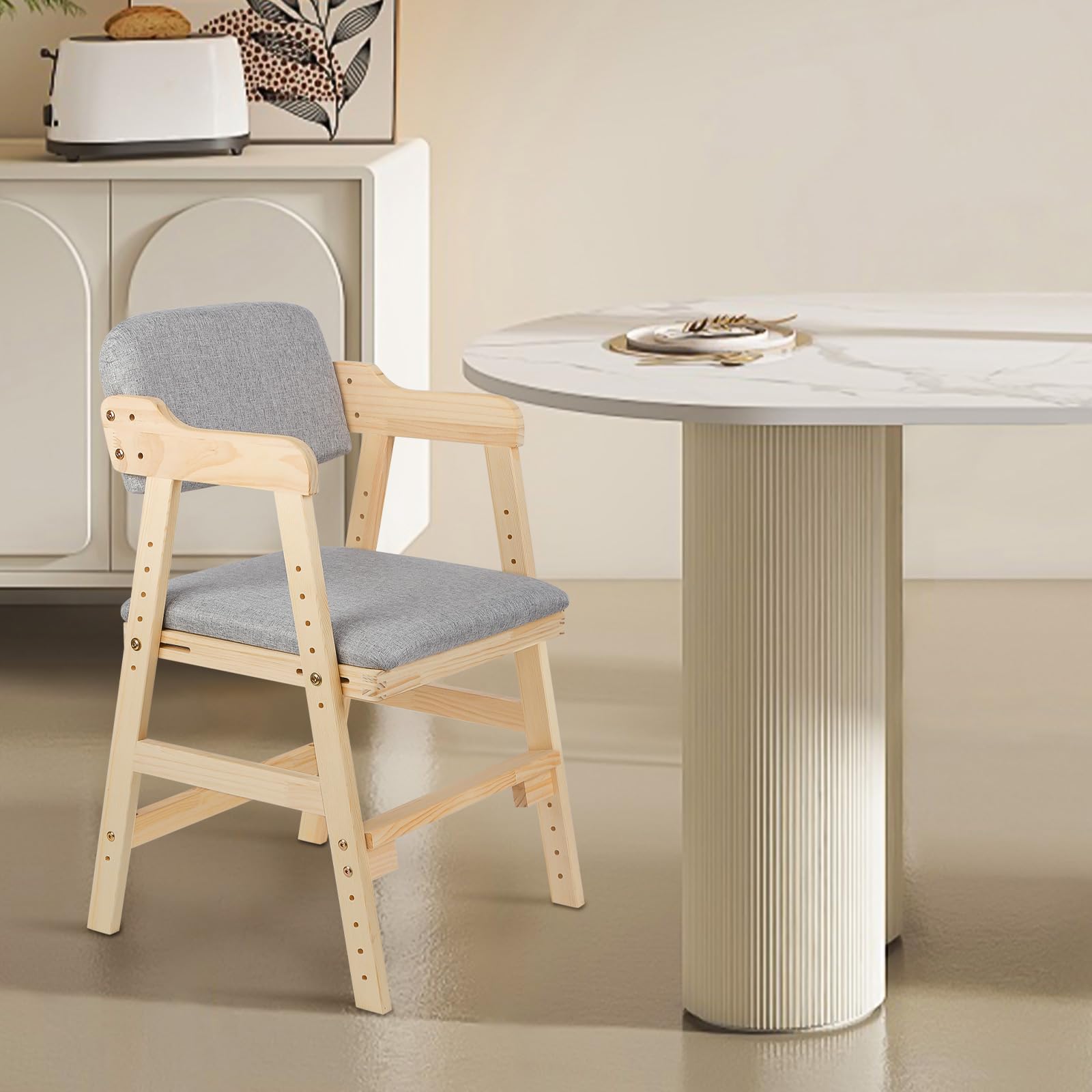 Fauteuil Enfant Basile Fauteuil scandinave Enfant en Bois,Canapé Chaise Tout-Petit Rembourré avec Dossier Confortable&Accoudoir Ergonomique,Charge 40KG (48 * 46 * 78 cm-gris)