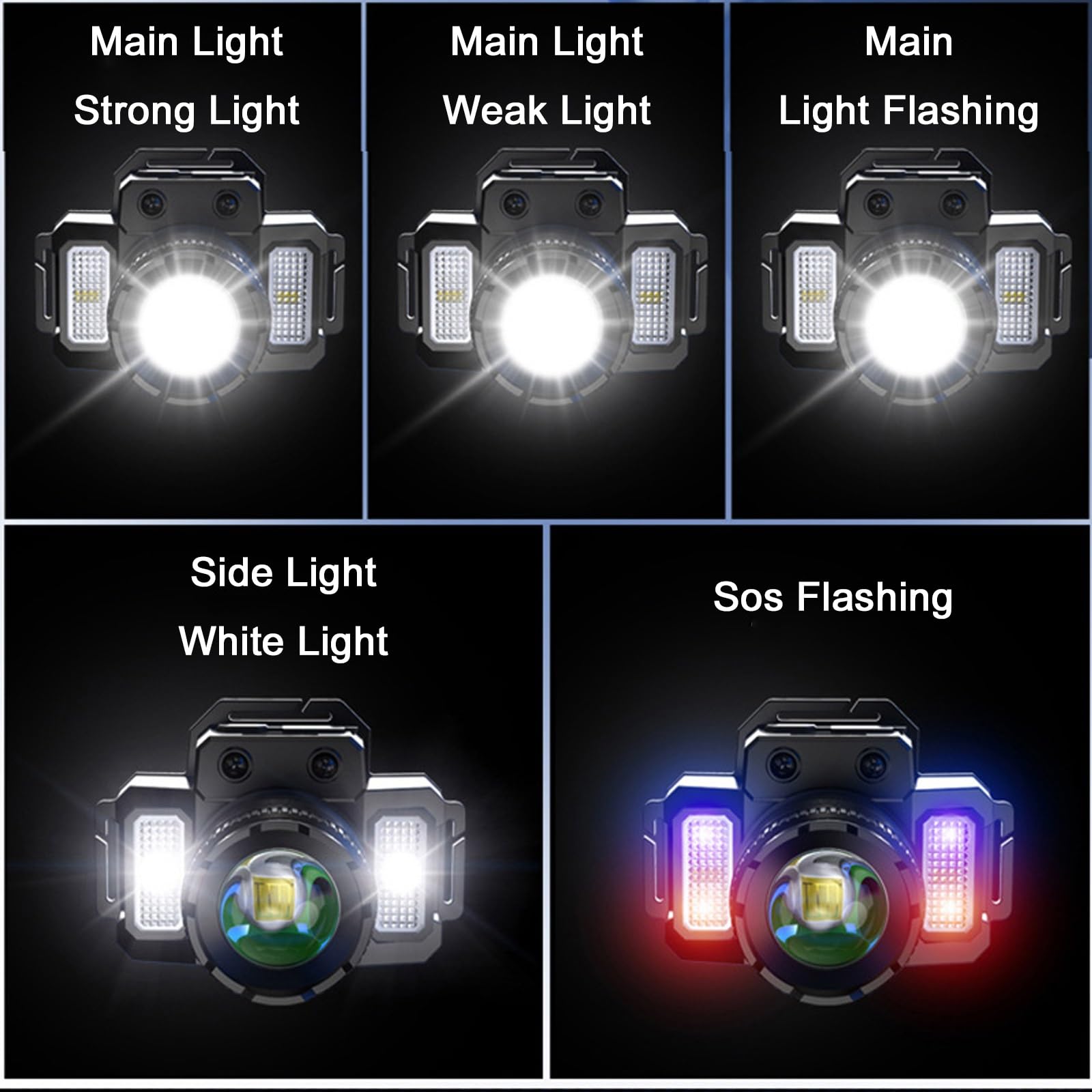 LED Outdoor Taktik Starkes Helmlicht, Intelligenter Sensor Zoom Stirnlampe, Camping Arbeiten Laufen Angeln Lampe Suchscheinwerfer