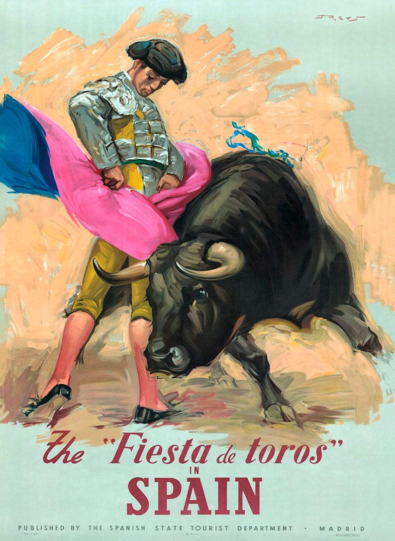 Biopracess Metalpostera67868 Fiesta De Toros Spain Travel Poster Spain Travel Poster Fiesta Poster Bulls Travel Poster Cute Sign Vintage Decor Metal Sign Poster 8X12 Inches