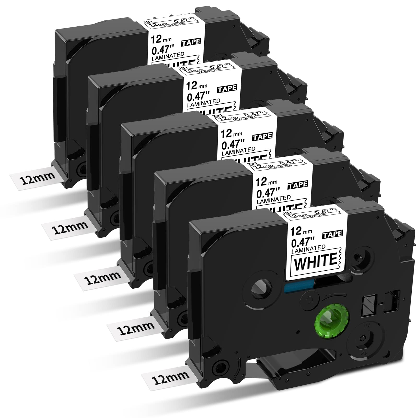 Buy 5 Pack P Touch Label Tape Compatible TZe Tz Tape 12mm 0.47