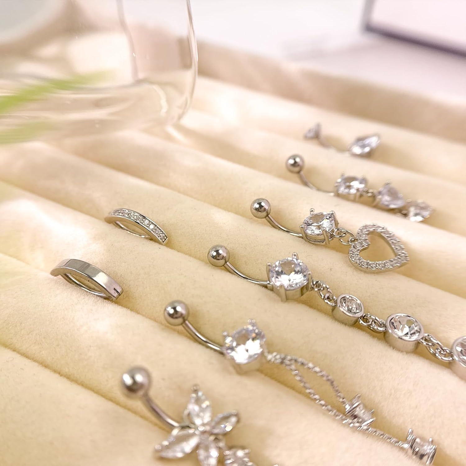 11PCS Belly Button Ring Gold Silver Belly Button Piercing Jewelry Dangle Navel Ring Surgical Steel Cute Hypoallergenic Belly Piercing Rings for Women - Image 6