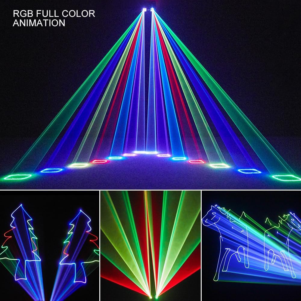 LILIXINGSH Jeux De Lumières，Lumière Laser D'animation DJ Light, Stage Party 3D RVB Polychrome avec DMX512, Son De Musique Et Télécommande for Fête De Mariage Disco Lights Bar Club Stage DJ Lighting