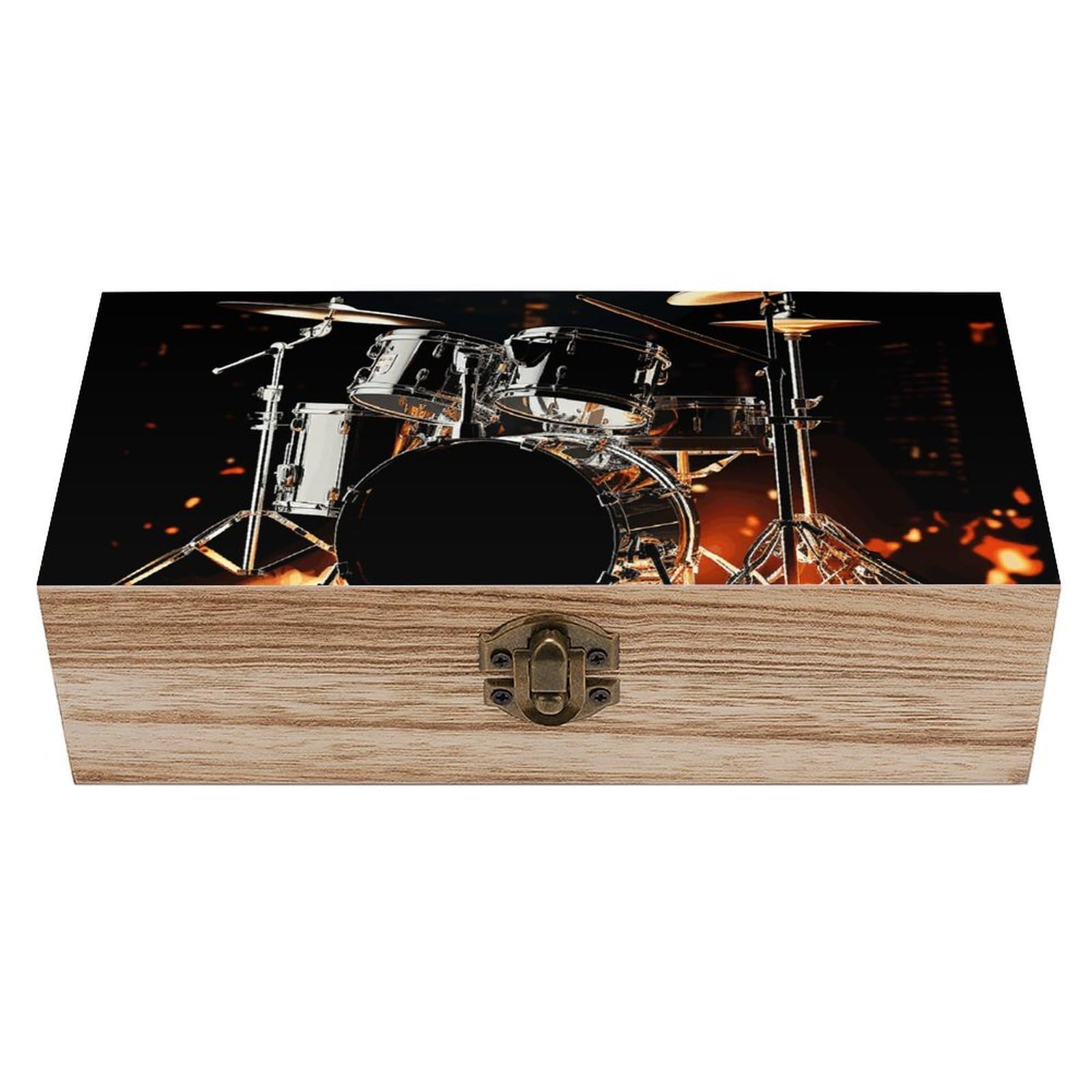 AQRJLPM Wooden Jewelry Box Beautifully Keepsake Box Trinket Box Keepsake Storage Organizer Drummer Handmade Wooden Box for Storing Jewelry, Coins, Tartot Cards, Small Treasures