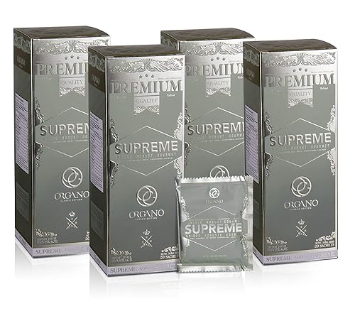 4 cajas ORGANO Café Supreme, 100% Ganoderma Lucidum con Ginseng (80 bolsitas)
