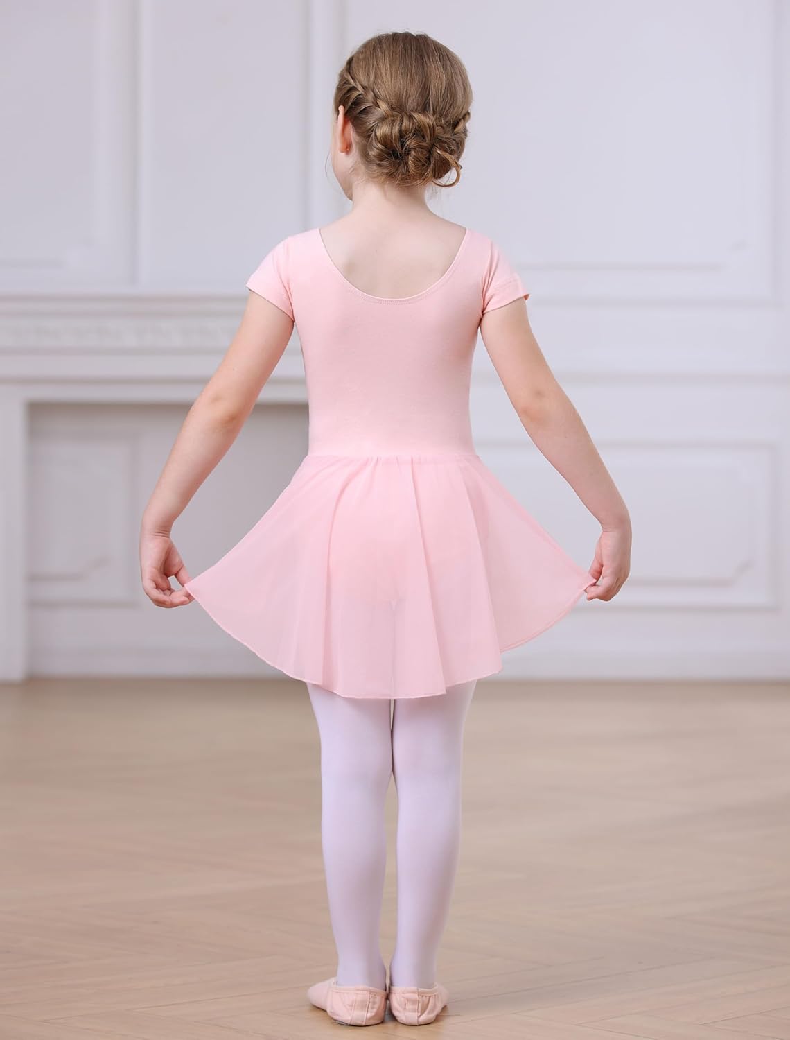 MdnMd Ballet Leotards with Skirt Toddler Girls Dance Ballerina Outfit Dresses Short Sleeve - Image 7